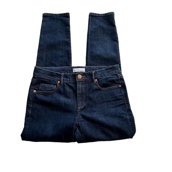 Loft Jeans Dark Wash Mid Rise Modern Skinny Fit Denim Jeans Size 4 - Picture 7 of 12